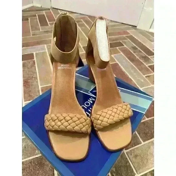 White Mountain Tan Braided Heels size 8.5 NWB - Picture 2 of 5